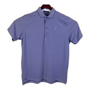 Greyson Saranac Polo Shirt Men XL Striped Golf Athletic Purple Performance